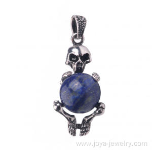 Skull Pendant Lapis Lazuli Healing Crystal Beads